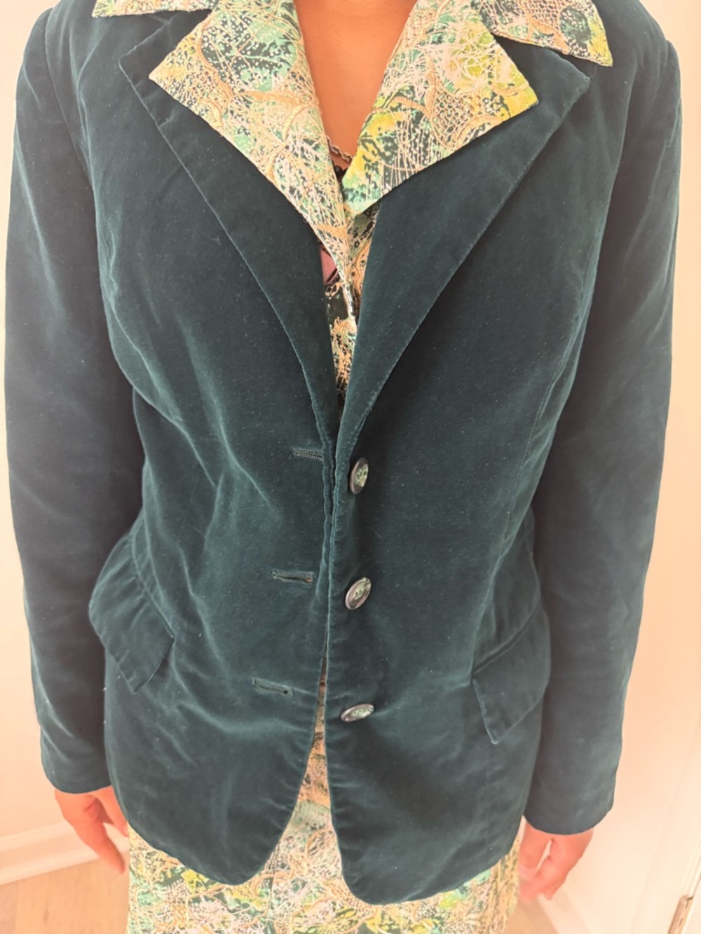 Vintage Teal Velvet Blazer